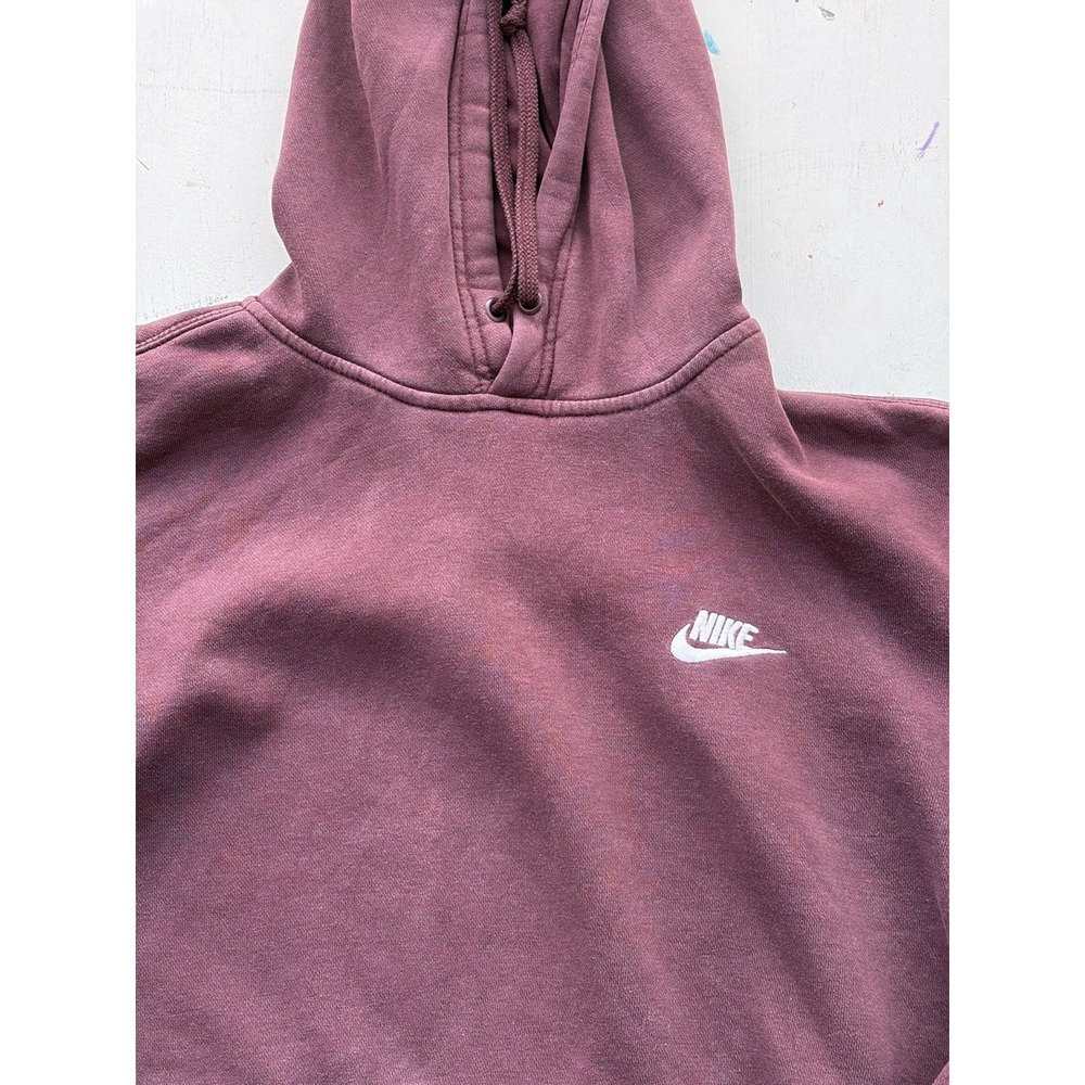 Men's Nike Hoodie Burgundy Swish Logo XL Pocket Pullover Streetwear Activewear